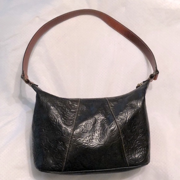 Fossil Genuine Leather Embossed Shoulder Bag Purse - Picture 2 of 10